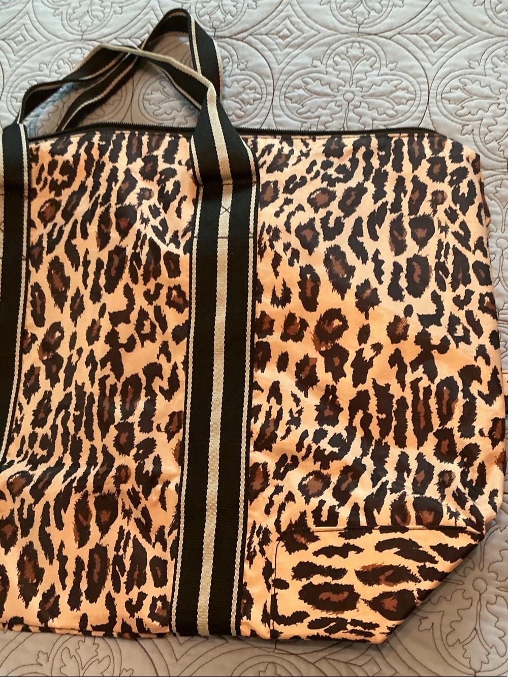 Leopard Print Tote Bag in Beige and Brown - Picture 2 of 5